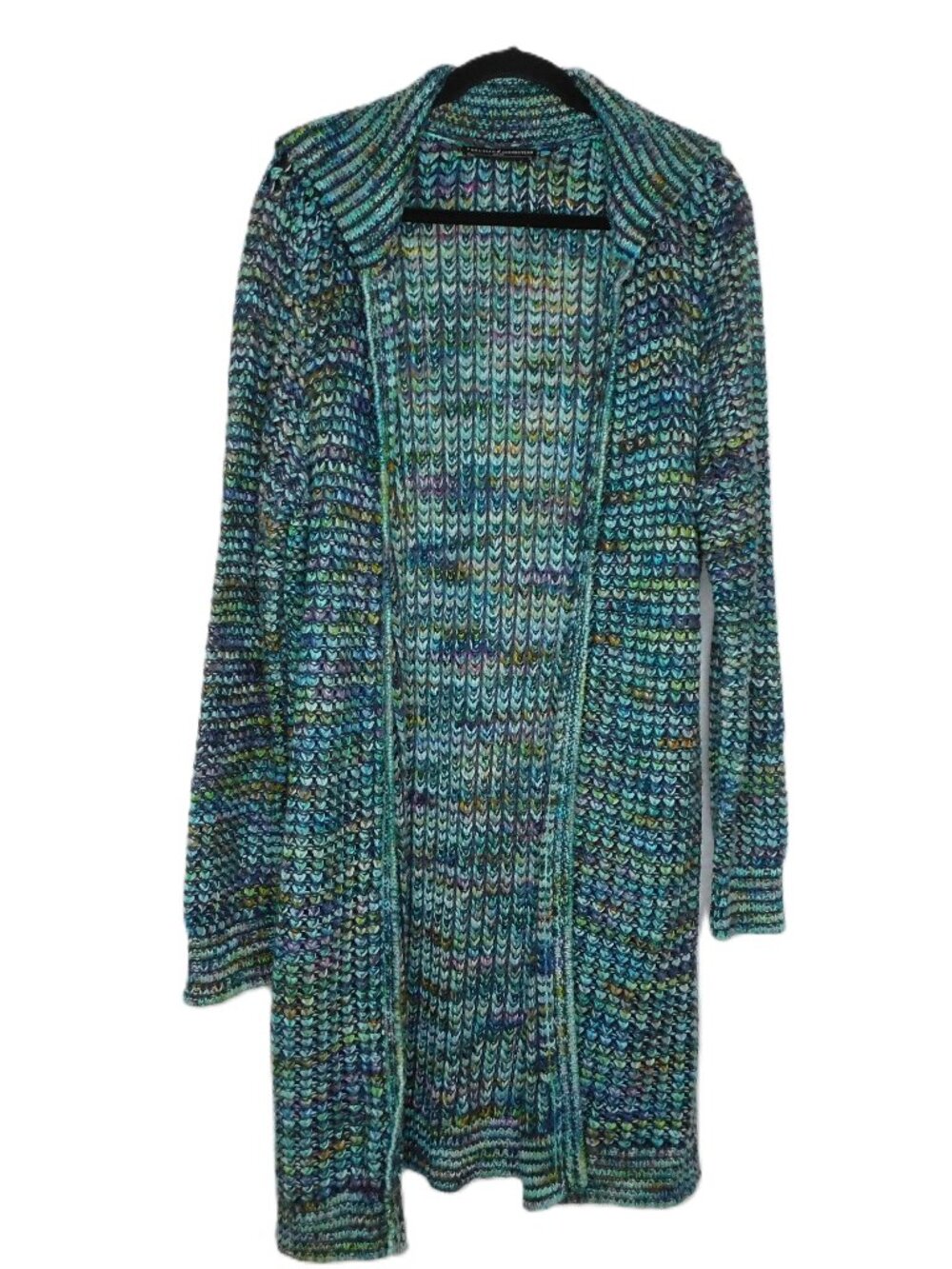 Peruvian Connection Multicolor Rainbow Cotton Open Duster Cardigan | EUC | XL